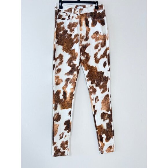 STILETTO SLIT COWHIDE SKINNY JEAN IN BROWN size 29 new without tags - Picture 4 of 5